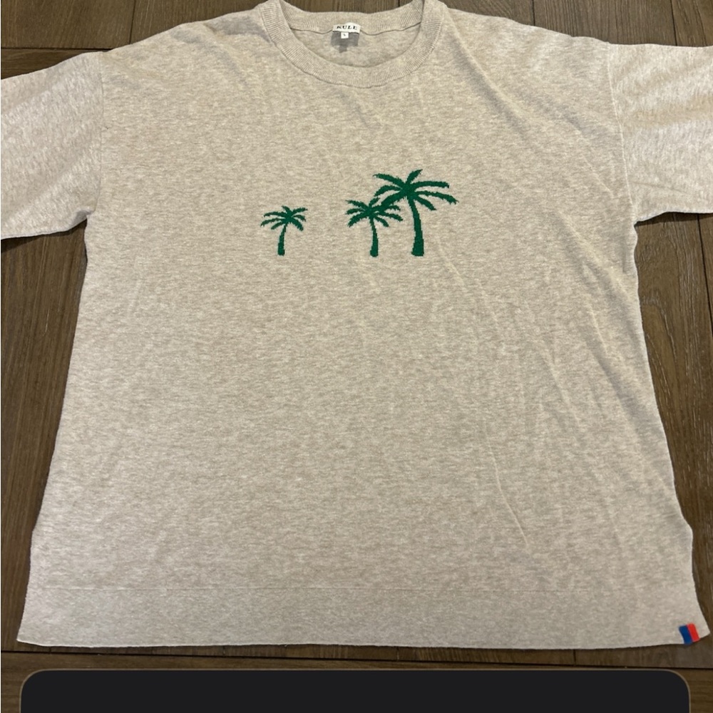KULE Gray Tee with Green Palm Design